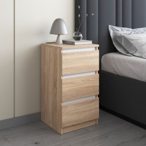 Тумба приліжкова з 3 висувними шухлядами R-30 400x400х760 мм Дуб Сонома-Білі планки Тумба приліжкова з 3 висувними шухлядами R-30 400x400х760 мм Дуб Сонома-Білі планки