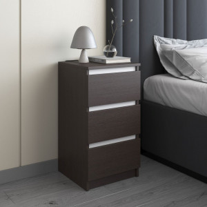 Тумба приліжкова з 3 висувними шухлядами R-30 400x400х760 мм Венге Темний-Білі планки Тумба приліжкова з 3 висувними шухлядами R-30 400x400х760 мм Венге Темний-Білі планки