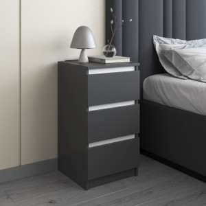Тумба приліжкова з 3 висувними шухлядами R-30 400x400х760 мм Антрацит-Білі планки Тумба приліжкова з 3 висувними шухлядами R-30 400x400х760 мм Антрацит-Білі планки