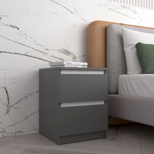 Тумба приліжкова на 2 висувні шухляди з фасадами без ручок R-5 400x400х530 мм Антрацит-Білі планки Тумба приліжкова на 2 висувні шухляди з фасадами без ручок R-5 400x400х530 мм Антрацит-Білі планки