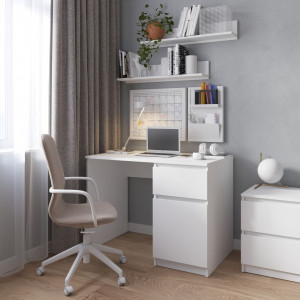 Комп'ютерний стіл з тумбою праворуч з фасадами без ручок R-18 1000x755x600 Білий