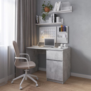 Комп'ютерний стіл з тумбою праворуч з фасадами без ручок R-18 1000x755x600 Бетон