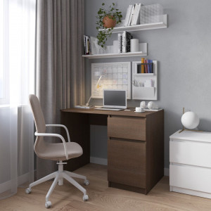 Комп'ютерний стіл з тумбою праворуч з фасадами без ручок R-18 1000x755x600 Венге Темний