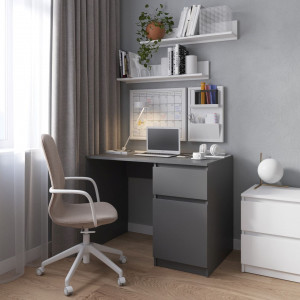 Комп'ютерний стіл з тумбою праворуч з фасадами без ручок R-18 1000x755x600 Антрацит