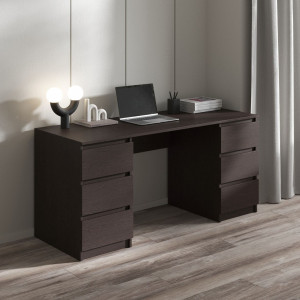 Комп'ютерний стіл з двома тумбами на 6 висувних ящиків R-2 1600x755x600 Венге Темний