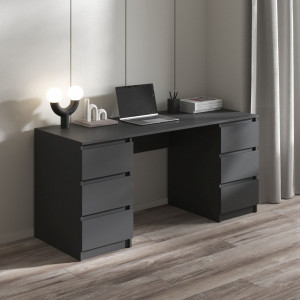 Комп'ютерний стіл з двома тумбами на 6 висувних ящиків R-2 1600x755x600 Антрацит