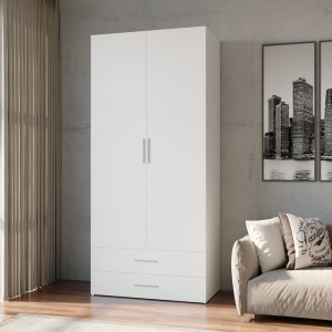 Шафа для одягу SТ0002 зі штангою та двома ящиками 1000x520x2190 Білий 