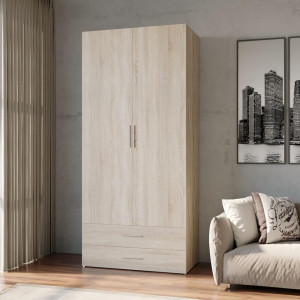 Шафа для одягу SТ0002 зі штангою та двома ящиками 1000x520x2190 Дуб сонома 