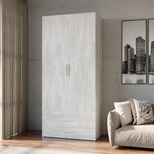 Шафа для одягу SТ0002 зі штангою та двома ящиками 1000x520x2190 Бетон 