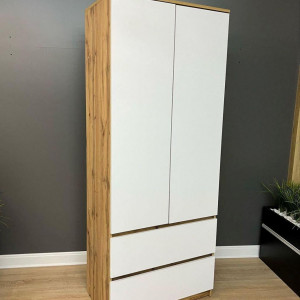 Шафа Kvatro 2ДВ2Ш з полицями 800х470х1990 Дуб Аппалачі/Білий Шафа Kvatro 2ДВ2Ш з полицями 800х470х1990 Дуб Аппалачі/Білий