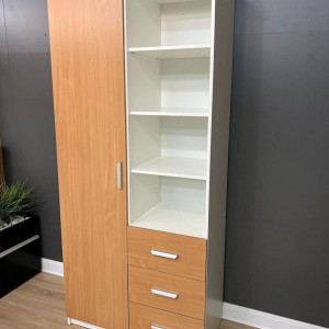 Шафа Milan 1ДВ3Ш 900х470х2000 Білий/Бук Баварія