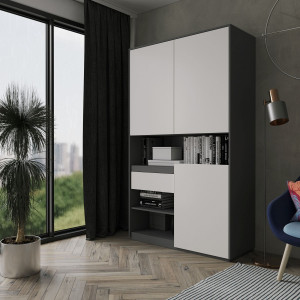 Шафа для книг та документів RS/1 фурнітура Blum 1242х500х2100 Антрацитовий/Білий Шафа для книг та документів RS/1 фурнітура Blum 1242х500х2100 Антрацитовий/Білий