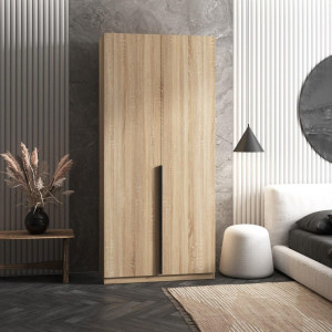 Шафа для одягу на 2 двері, зі штангою та полицями M-27 1000/500/2195 Дуб Сонома 