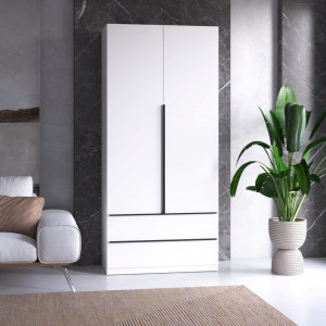 Шафа для одягу зі штангою та полицями M-30 1000x2200x500 ДСП Білий