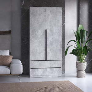 Шафа для одягу зі штангою та полицями M-30 1000x2200x500 ДСП Бетон