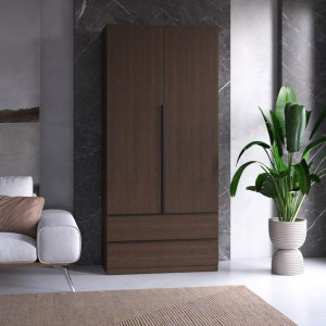 Шафа для одягу зі штангою та полицями M-30 1000x2200x500 ДСП Венге темний