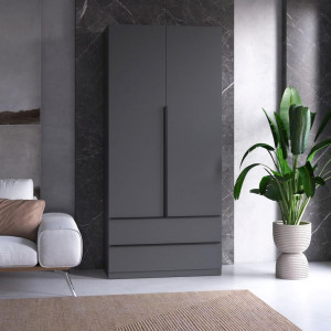 Шафа для одягу зі штангою та полицями M-30 1000x2200x500 ДСП Антрацит