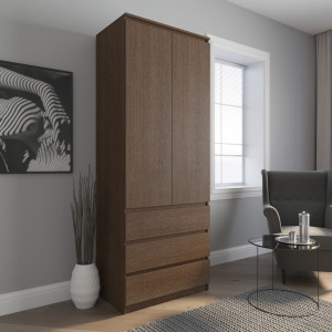 Шафа для одягу з шухлядами та штангою, без ручок R-9 802/500/2110 Венге Темний 