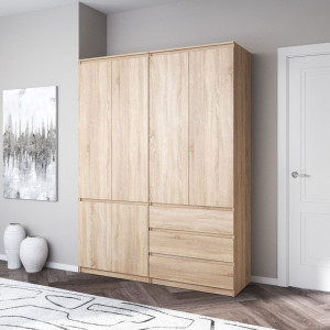 Шафа для одягу, зі штангою та полицями, комплект з 2 шаф R10+R16 1604/500/2110 Дуб Сонома