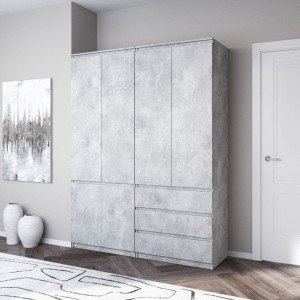 Шафа для одягу, зі штангою та полицями, комплект з 2 шаф R10+R16 1604/500/2110 Бетон