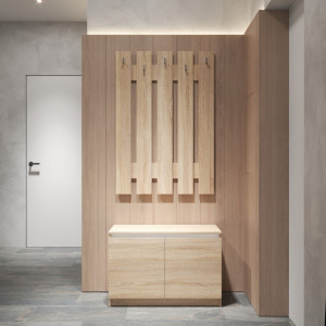 Передпокій, комплект у передпокій №3 R20+D5 802x400x1950 Дуб Сонома-Білі планки Передпокій, комплект у передпокій №3 R20+D5 802x400x1950 Дуб Сонома-Білі планки