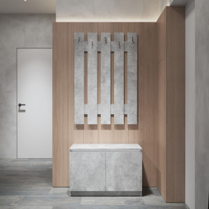 Передпокій, комплект у передпокій №3 R20+D5 802x400x1950 Бетон-Білі планки Передпокій, комплект у передпокій №3 R20+D5 802x400x1950 Бетон-Білі планки