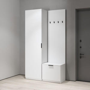 Передпокій, комплект у передпокій №4 M-42+M-43 1204x400x2195 Білий Передпокій, комплект у передпокій №4 M-42+M-43 1204x400x2195 Білий