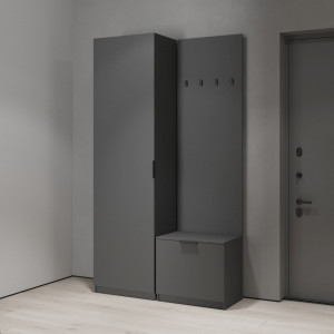 Передпокій, комплект у передпокій №4 M-42+M-43 1204x400x2195 Антрацит Передпокій, комплект у передпокій №4 M-42+M-43 1204x400x2195 Антрацит