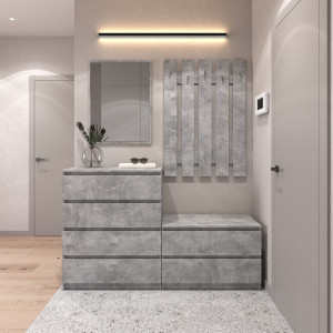 Передпокій, комплект у передпокій №1 R4+R19+D4+D5 1604x400x1950 Бетон Передпокій, комплект у передпокій №1 R4+R19+D4+D5 1604x400x1950 Бетон