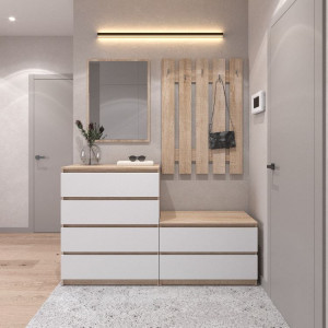 Передпокій, комплект у передпокій №1 R4+R19+D4+D5 1604x400x1950 Дуб Сонома-Білий фасад Передпокій, комплект у передпокій №1 R4+R19+D4+D5 1604x400x1950 Дуб Сонома-Білий фасад