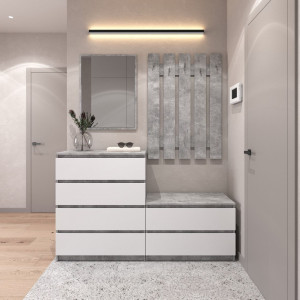 Передпокій, комплект у передпокій №1 R4+R19+D4+D5 1604x400x1950 Бетон-Білий фасад Передпокій, комплект у передпокій №1 R4+R19+D4+D5 1604x400x1950 Бетон-Білий фасад