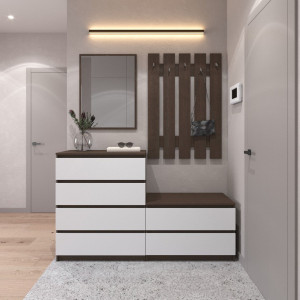 Передпокій, комплект у передпокій №1 R4+R19+D4+D5 1604x400x1950 Венге Темний-Білий фасад Передпокій, комплект у передпокій №1 R4+R19+D4+D5 1604x400x1950 Венге Темний-Білий фасад