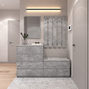 Передпокій, комплект у передпокій №1 R4+R19+D4+D5 1604x400x1950 Бетон-Білі планки Передпокій, комплект у передпокій №1 R4+R19+D4+D5 1604x400x1950 Бетон-Білі планки