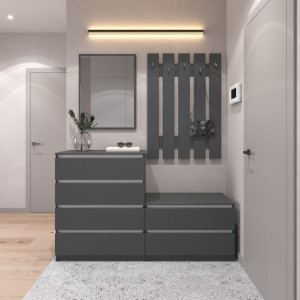 Передпокій, комплект у передпокій №1 R4+R19+D4+D5 1604x400x1950 Антрацит-Білі планки Передпокій, комплект у передпокій №1 R4+R19+D4+D5 1604x400x1950 Антрацит-Білі планки