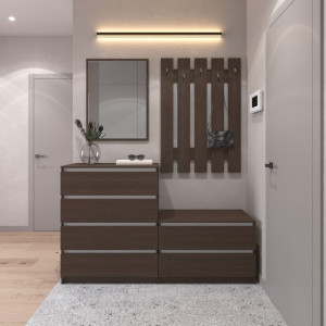 Передпокій, комплект у передпокій №1 R4+R19+D4+D5 1604x400x1950 Венге Темний-Білі планки Передпокій, комплект у передпокій №1 R4+R19+D4+D5 1604x400x1950 Венге Темний-Білі планки