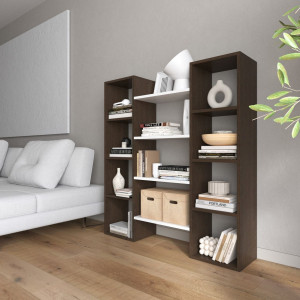 Полка для книг, стелаж для дому D-8 1298x300x1392 Венге Темний-Білий Полка для книг, стелаж для дому D-8 1298x300x1392 Венге Темний-Білий