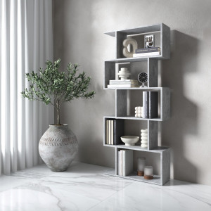 Полка для книг, стелаж для дому на 5 поличок M-12 700x238x1621 Бетон