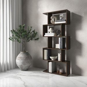 Полка для книг, стелаж для дому на 5 поличок M-12 700x238x1621 Венге Темний Полка для книг, стелаж для дому на 5 поличок M-12 700x238x1621 Венге Темний