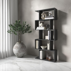 Полка для книг, стелаж для дому на 5 поличок M-12 700x238x1621 Антрацит