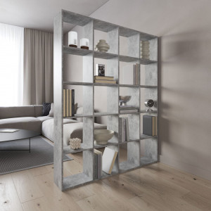 Полка для книг, стелаж для дому на 20 комірок M-3 1424x300x1781 Бетон