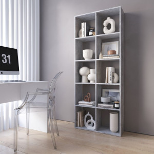 Полка для книг, стелаж для дому на 10 комірок M-1 720x300x1781 Бетон