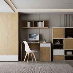 Меблева стінка Fumo Set 2 3070х540х1720 дуб кам'яний/білий