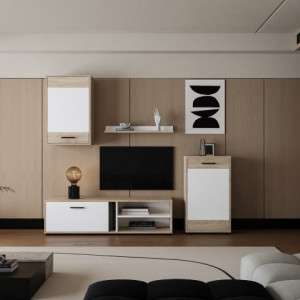 Меблева стінка Valetta 2050х353х1800 дуб сонома/білий платиновий