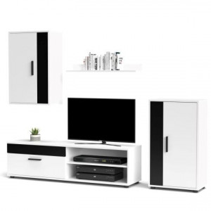 Меблева стінка Berno 2040х353х1500 білий/чорний