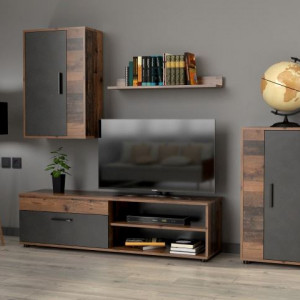 Меблева стінка Berno 2040х353х1500 олд стайл темний/матера