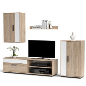 Меблева стінка Berno 2040х353х1500 дуб сонома/білий