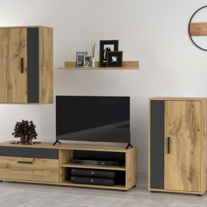 Меблева стінка Berno 2040х353х1500 дуб вотан/антрацит