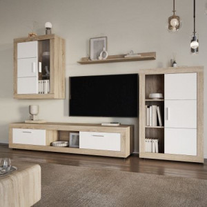 Меблева стінка Fiordo FRW 2742х398х1700 дуб сонома/білий LED