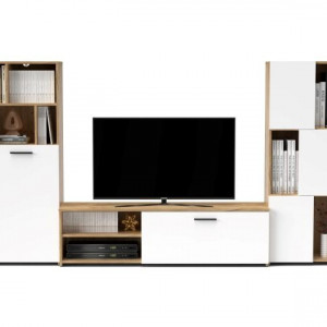 Меблева стінка Joy JOW2 2400х350х1370 дуб крафт золотий/білий