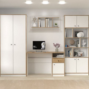 Меблева стінка Junior білий платиновий/дуб крафт золотий